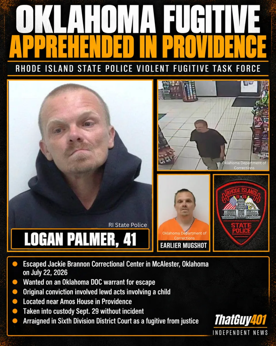 Oklahoma Fugitive Apprehended In Providence By Rhode Island State Police Violent Fugitive Task Force