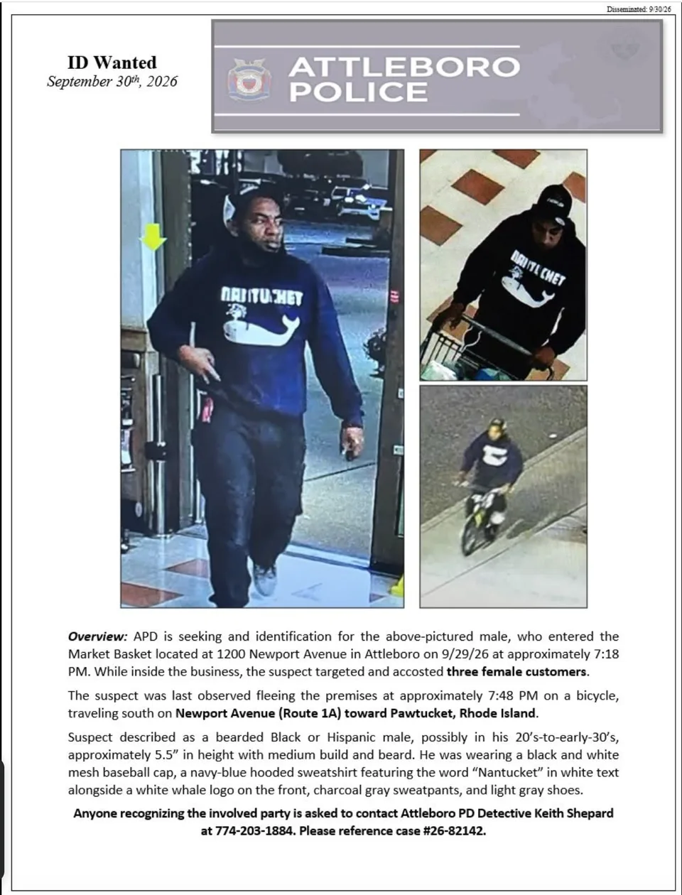 Attleboro Massachusetts PD Request Public Assistance Identifying Male Who Accosted 3 Females At Market Basket